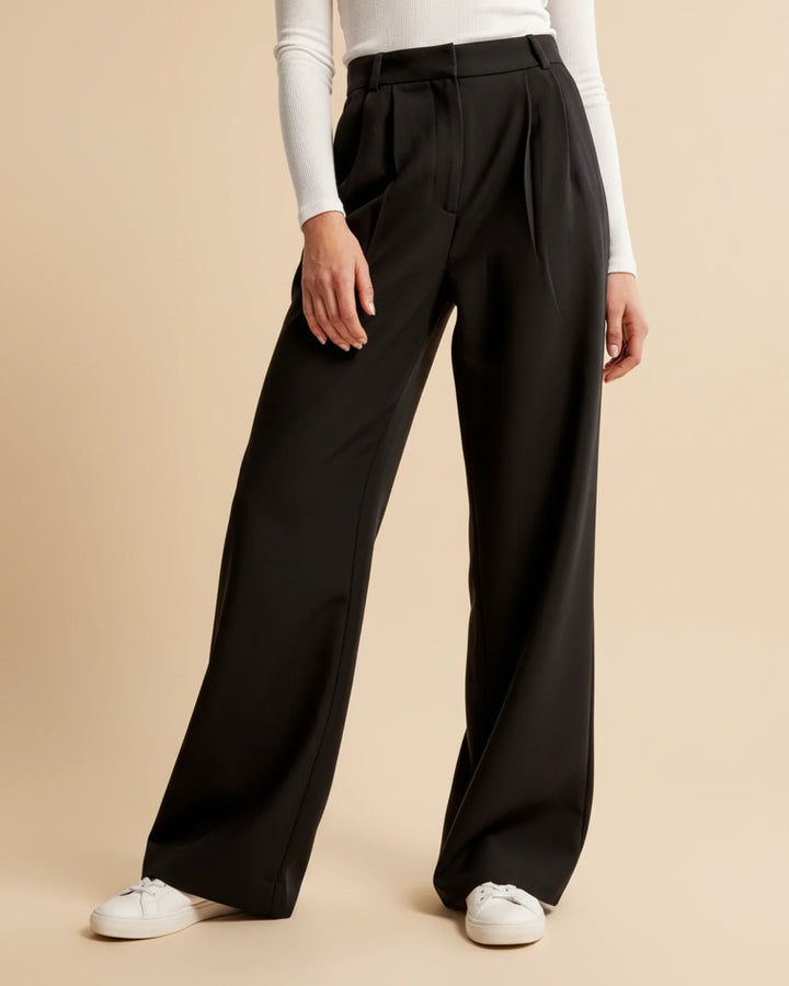 Amaya High Waist Pleated Leg Trousers with Tailored Fit